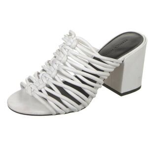 Rebecca Minkoff white knotted strap block heel sandals 6